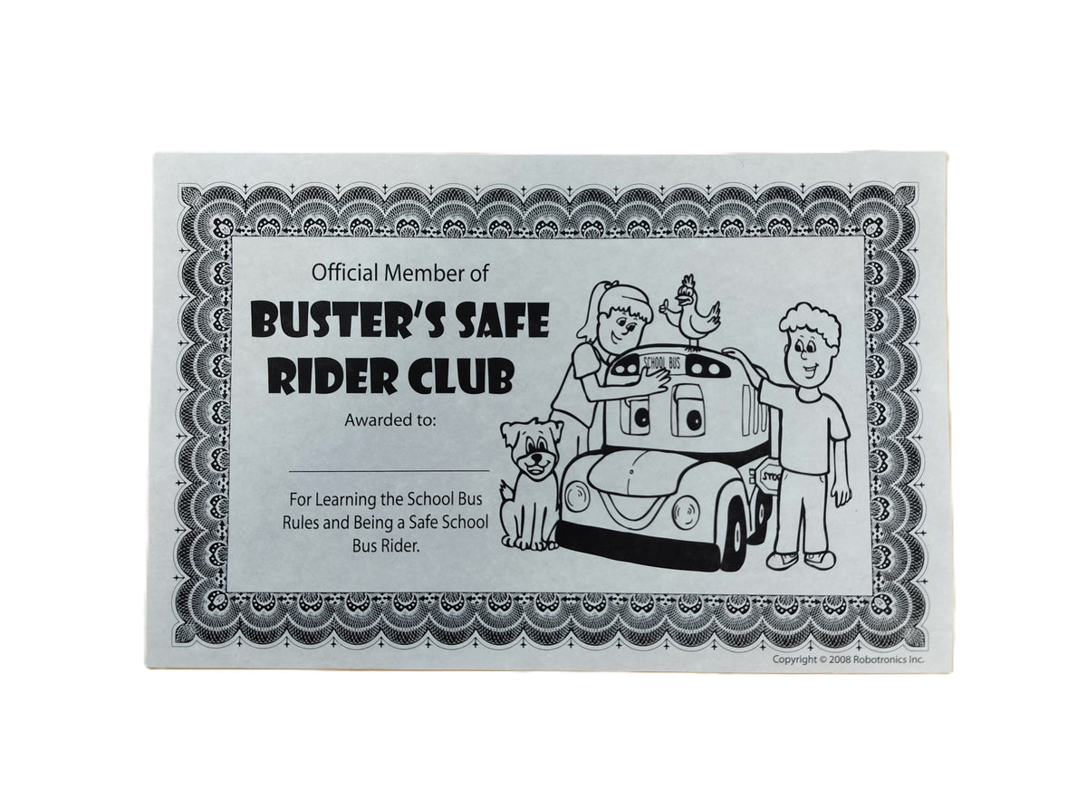 Buster Safe Rider Certificate (pack of 100) – Robotronics
