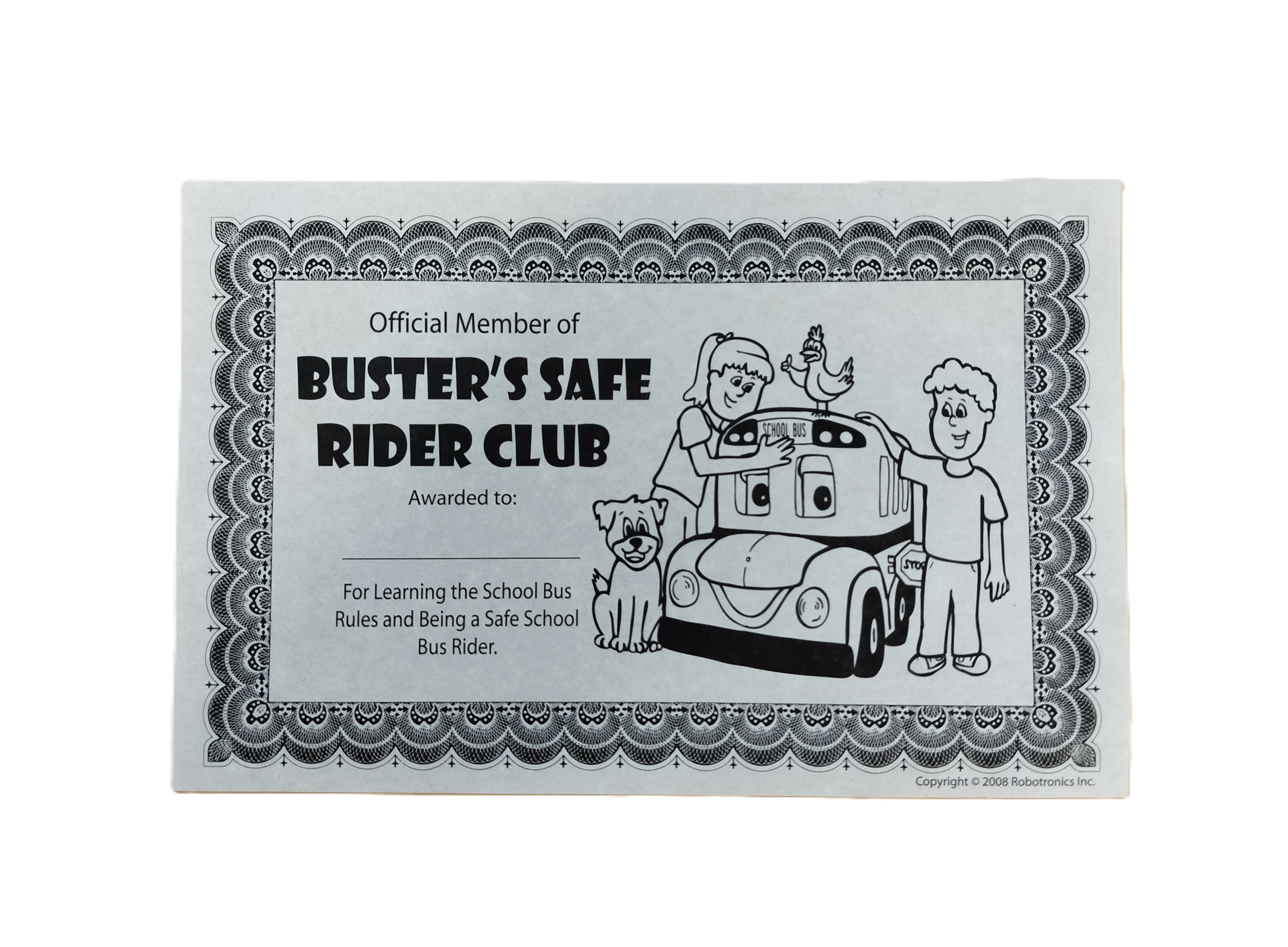 Buster Safe Rider Certificate (pack of 100)