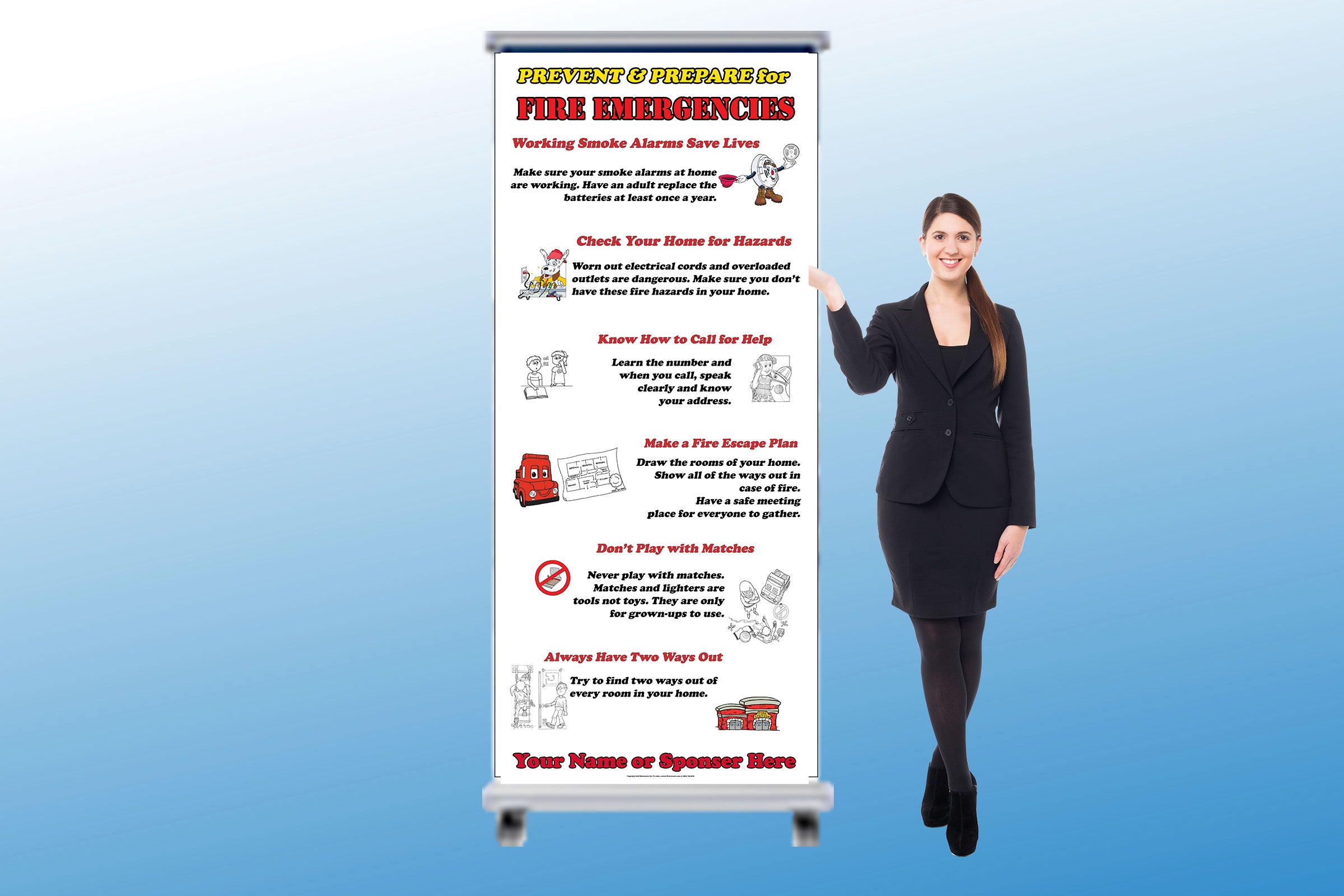 Fire Safety Prepare Pull Up Banner